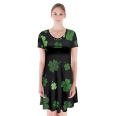 St Patricks Day Short Sleeve V-neck Flare Dress by Valentinaart