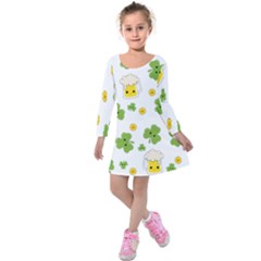 St Patricks Day Kids  Long Sleeve Velvet Dress by Valentinaart