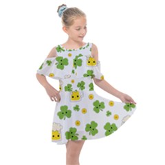 St Patricks Day Kids  Shoulder Cutout Chiffon Dress by Valentinaart