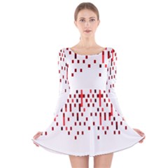 Red And White Matrix Patterned Design Long Sleeve Velvet Skater Dress by dflcprintsclothing