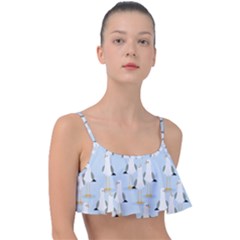 Cute Seagulls Seamless Pattern Light Blue Background Frill Bikini Top by Wegoenart