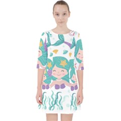 Set Cute Mermaid Seaweeds Marine Inhabitants Pocket Dress by Wegoenart