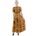 Egyptian Hieroglyphs Ancient Egypt Letters Papyrus Background Vector Old Egyptian Hieroglyph Writing Button Up Short Sleeve Maxi Dress View2