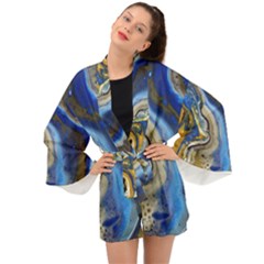 Peinture Acrylique Bleu Long Sleeve Kimono by kcreatif