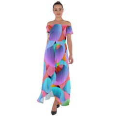 3d Color Swings Off Shoulder Open Front Chiffon Dress by Sparkle