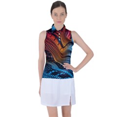 3d Rainbow Choas Women s Sleeveless Polo Tee by Sparkle