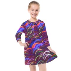 Fractal Rings Kids  Quarter Sleeve Shirt Dress by Sparkle