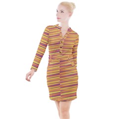 Colorful Strips Button Long Sleeve Dress by Sparkle