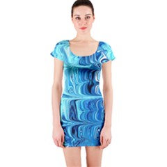 Blue Waves Short Sleeve Bodycon Dress by Sparkle