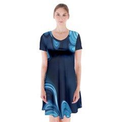 Sea Wrap Short Sleeve V-neck Flare Dress by Sparkle