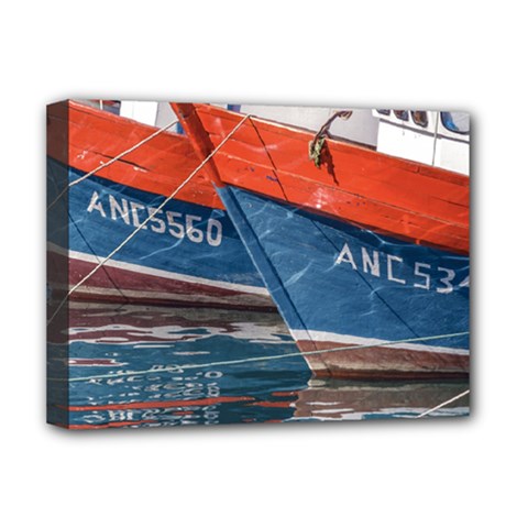 Fishing Boats Parked At Lake, Chiloe Island   Chile Deluxe Canvas 16  X 12  (stretched)  by dflcprintsclothing