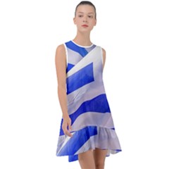 Uruguay Flags Waving Frill Swing Dress by dflcprintsclothing