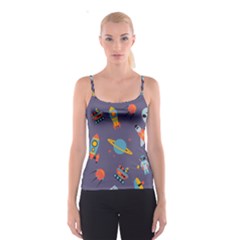 Space Seamless Pattern Spaghetti Strap Top by Vaneshart