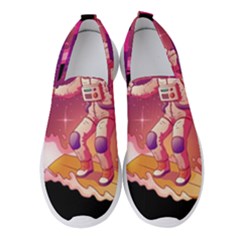 Astronaut Spacesuit Standing Surfboard Surfing Milky Way Stars Women s Slip On Sneakers by Vaneshart