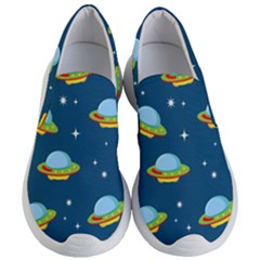 Seamless Pattern Ufo With Star Space Galaxy Background Women s Lightweight Slip Ons by Vaneshart