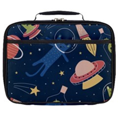 Seamless Pattern With Funny Aliens Cat Galaxy Full Print Lunch Bag by Vaneshart