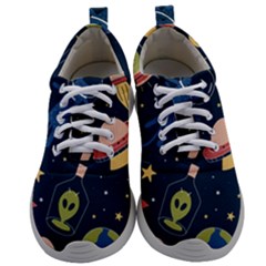 Seamless Pattern With Funny Aliens Cat Galaxy Mens Athletic Shoes by Vaneshart