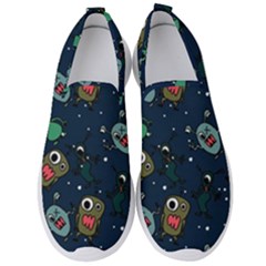 Monster Alien Pattern Seamless Background Men s Slip On Sneakers by Vaneshart