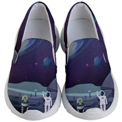 Alien Astronaut Scene Kids Lightweight Slip Ons by Vaneshart