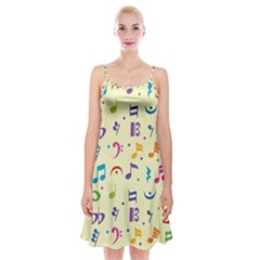 Seamless Pattern Musical Note Doodle Symbol Spaghetti Strap Velvet Dress by Vaneshart