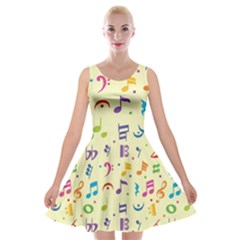 Seamless Pattern Musical Note Doodle Symbol Velvet Skater Dress by Vaneshart