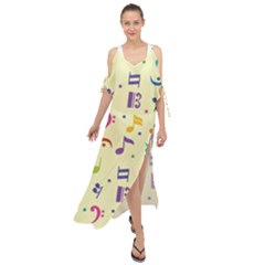 Seamless Pattern Musical Note Doodle Symbol Maxi Chiffon Cover Up Dress by Vaneshart