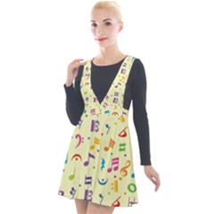 Seamless Pattern Musical Note Doodle Symbol Plunge Pinafore Velour Dress by Vaneshart