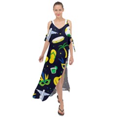 Seamless Brazilian Carnival Pattern With Musical Instruments Maxi Chiffon Cover Up Dress by Vaneshart