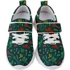 Guitars Musical Notes Seamless Carnival Pattern Kids  Velcro Strap Shoes by Vaneshart