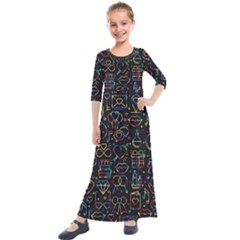 Seamless Pattern With Love Symbols Kids  Quarter Sleeve Maxi Dress by Vaneshart