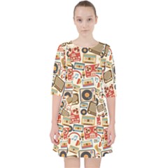 Music Retro Seamless Pattern Pocket Dress by Vaneshart