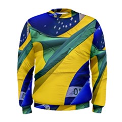 Brazil Flags Waving Background Men s Sweatshirt by dflcprintsclothing