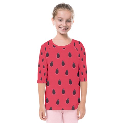 Seamless Watermelon Surface Texture Kids  Quarter Sleeve Raglan Tee by Vaneshart