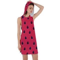 Seamless Watermelon Surface Texture Racer Back Hoodie Dress by Vaneshart