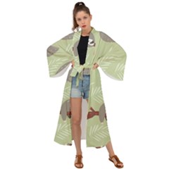 Sloths Pattern Design Maxi Kimono by Vaneshart