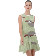 Sloths Pattern Design Frill Swing Dress by Vaneshart