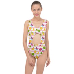 Tropical Fruits Berries Seamless Pattern Center Cut Out Swimsuit by Vaneshart