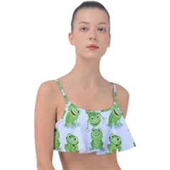 Cute Green Frogs Seamless Pattern Frill Bikini Top by Vaneshart