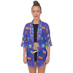 Virus Seamless Pattern Open Front Chiffon Kimono by Vaneshart