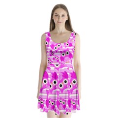 Pink Owl Pattern Background Split Back Mini Dress  by Vaneshart