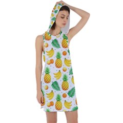 Tropical Fruits Pattern Racer Back Hoodie Dress by Vaneshart