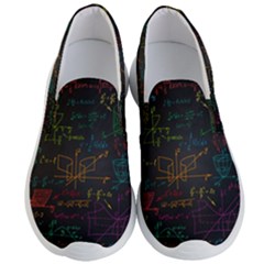 Mathematical Colorful Formulas Drawn By Hand Black Chalkboard Men s Lightweight Slip Ons by Vaneshart