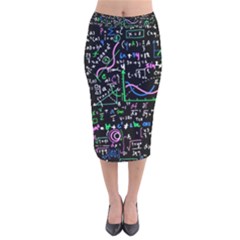 Math Linear Mathematics Education Circle Background Velvet Midi Pencil Skirt by Vaneshart