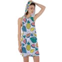 Seamless Pattern Tropical Fruit Banana Watermelon Papaya Lemon Orange Monstera Racer Back Hoodie Dress View1