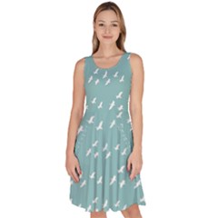 Group Of Birds Flying Graphic Pattern Knee Length Skater Dress With Pockets by dflcprintsclothing