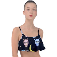 Cute Owl Doodles With Moon Star Seamless Pattern Frill Bikini Top by Vaneshart