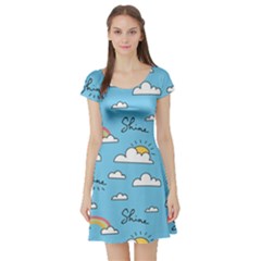 Sky Pattern Short Sleeve Skater Dress by Vaneshart