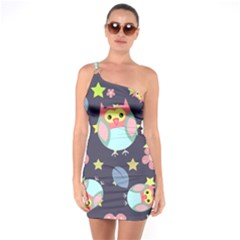 Owl Stars Pattern Background One Soulder Bodycon Dress by Vaneshart