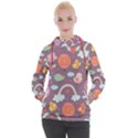 Cute Seamless Pattern With Doodle Birds Balloons Women s Hooded Pullover View1