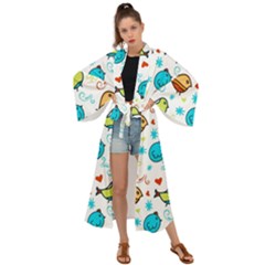 Birds Pattern Design Maxi Kimono by Vaneshart